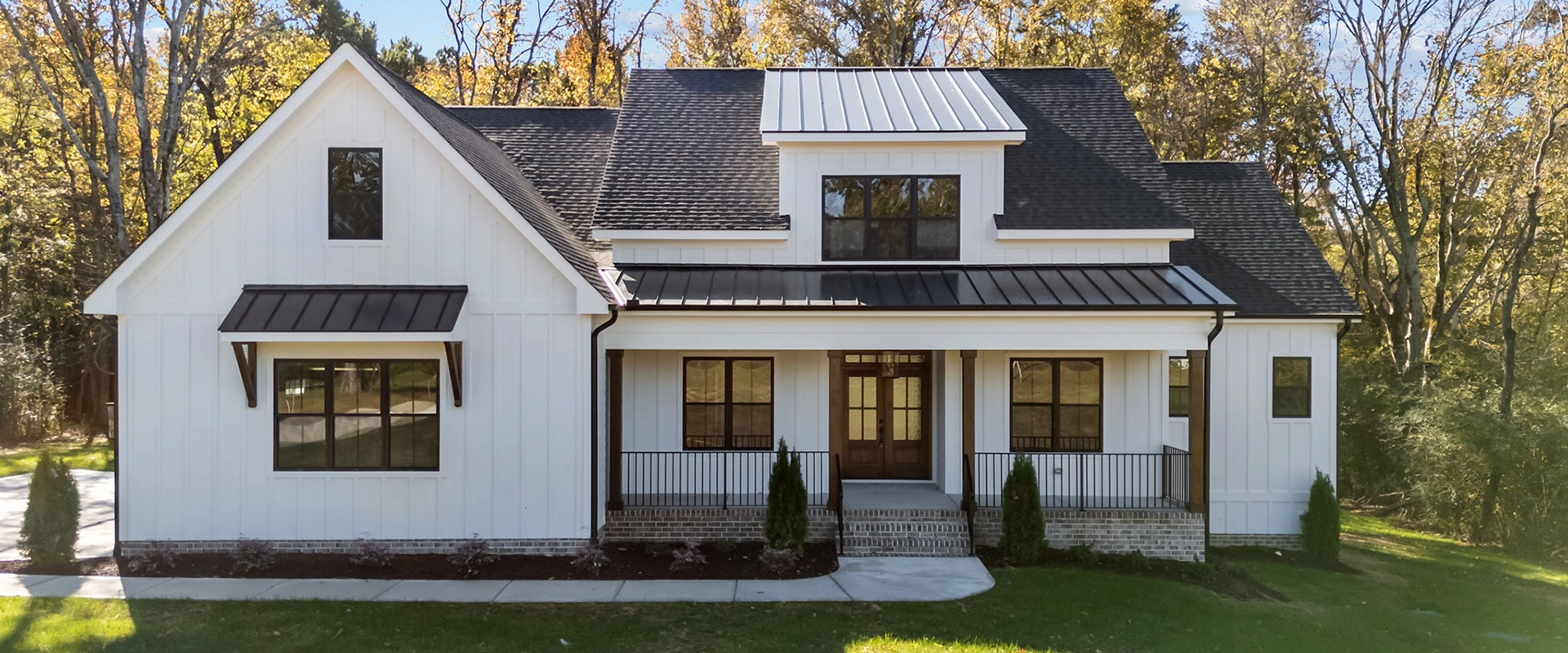 Custom home with large front windows and natural light in North Carolina