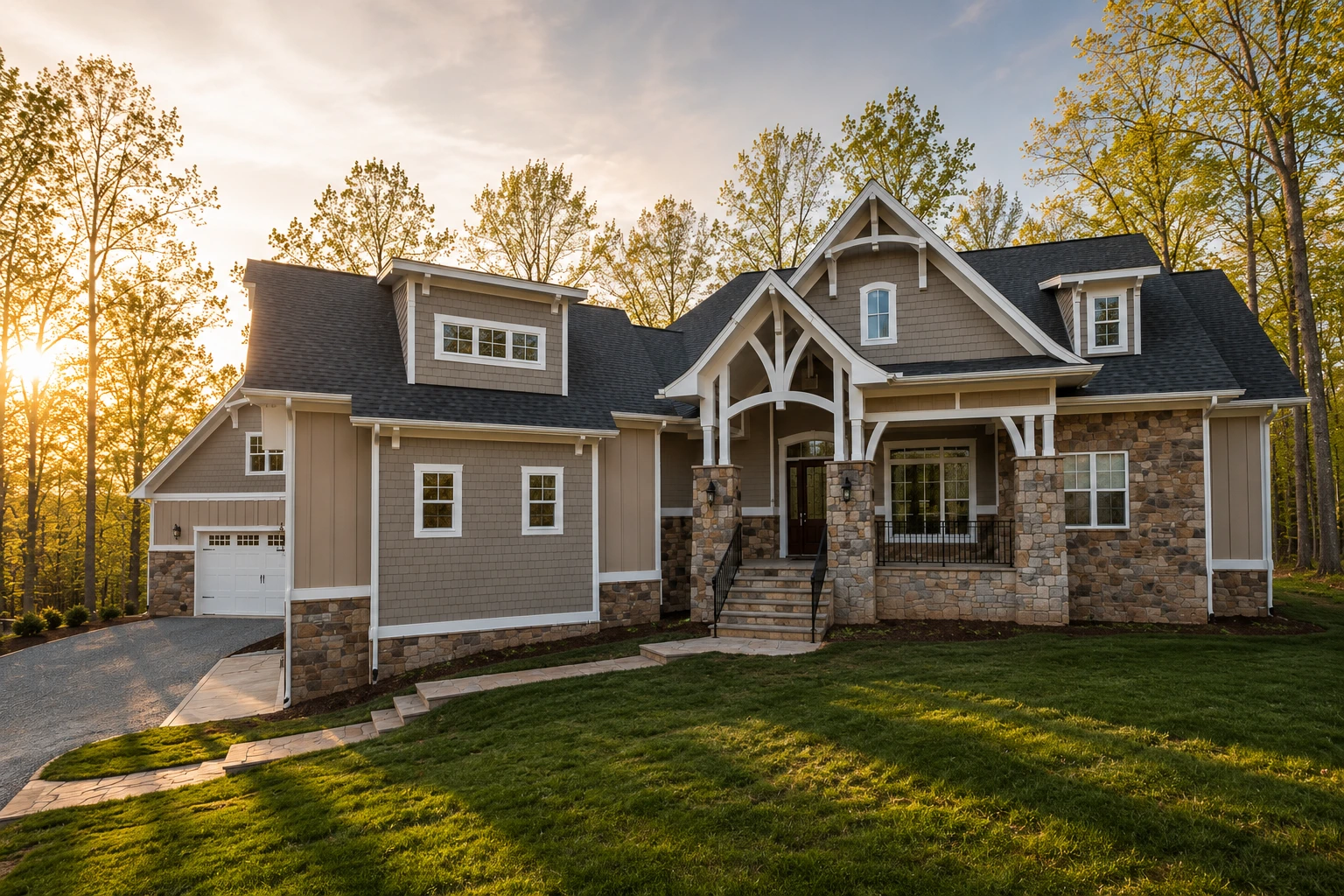 Custom-built Craftsman-style home in Durham County, North Carolina by Trabar Homes.